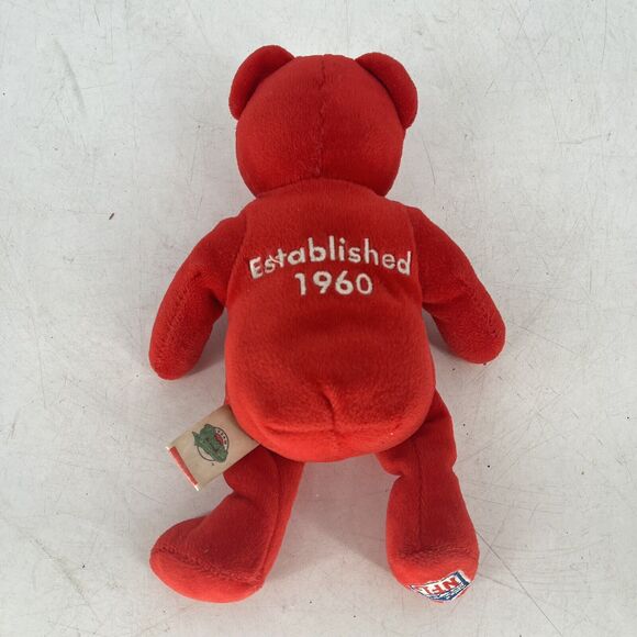 New England Patriots Established 1960 Team Beans Bear Beanie Red NFL Football - Picture 2 of 4